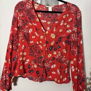 H&M Red Floral Women's Blouse